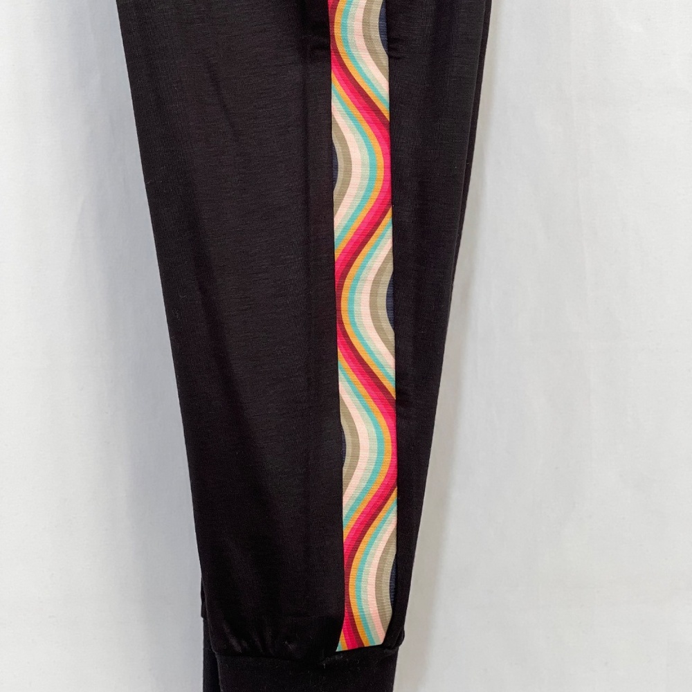 NWT Paul Smith Joggers Track Pants in Black with Swirl Stripe Women's Size XL - Picture 5 of 12